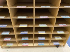 classroom cubbies with numbers
