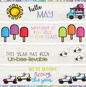 Examples of different headers for May